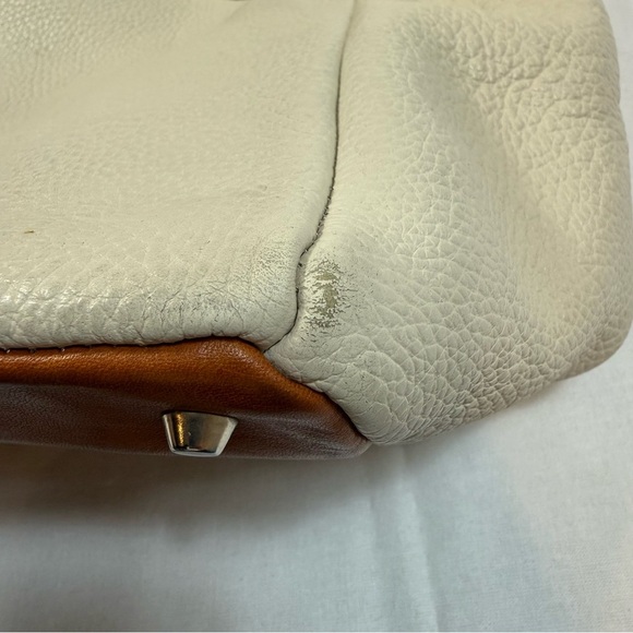 Cristina Made in Italy Genuine Leather Cream and Brown Tote Bag - Picture 2 of 16